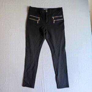 Suzy Shier casual / business dress pants women's size L black with faux zippers